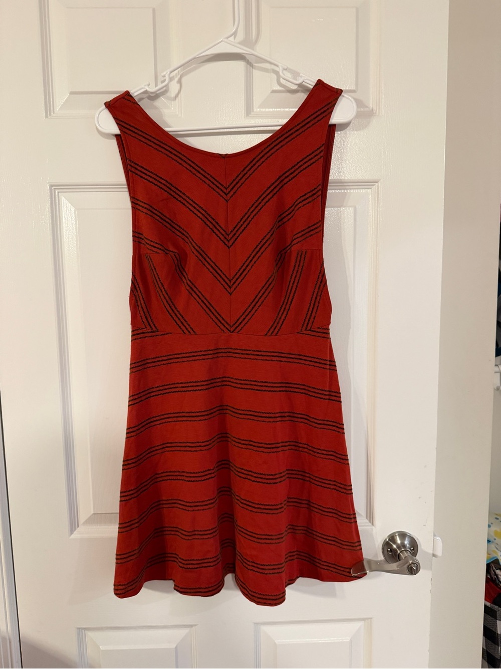 Free People Red Striped Fit-and-Flare Mini Dress
